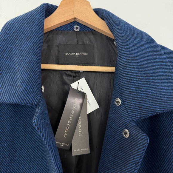 Banana Republic Coat Womens XL Tailored Overcoat Blue Three Button Lined New - Picture 3 of 12